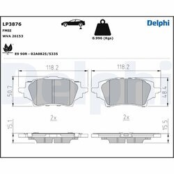 Sada brzdových platničiek kotúčovej brzdy DELPHI LP3876