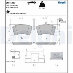 Sada brzdových platničiek kotúčovej brzdy DELPHI LP5018EV