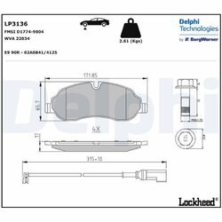 Sada brzdových platničiek kotúčovej brzdy DELPHI LP3136