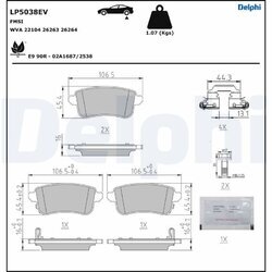 Sada brzdových platničiek kotúčovej brzdy DELPHI LP5038EV