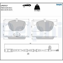 Sada brzdových platničiek kotúčovej brzdy DELPHI LP3717