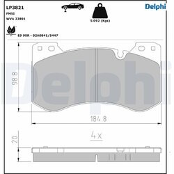 Sada brzdových platničiek kotúčovej brzdy DELPHI LP3821