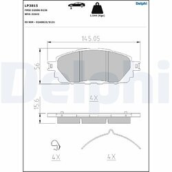 Sada brzdových platničiek kotúčovej brzdy DELPHI LP3815