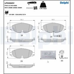 Sada brzdových platničiek kotúčovej brzdy DELPHI LP5006EV