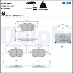 Sada brzdových platničiek kotúčovej brzdy DELPHI LP5059EV