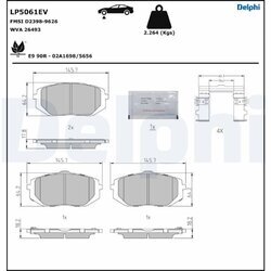 Sada brzdových platničiek kotúčovej brzdy DELPHI LP5061EV