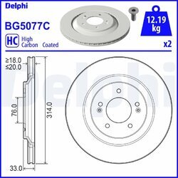 Brzdový kotúč DELPHI BG5077C