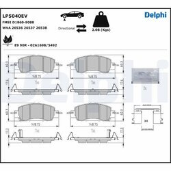 Sada brzdových platničiek kotúčovej brzdy DELPHI LP5040EV