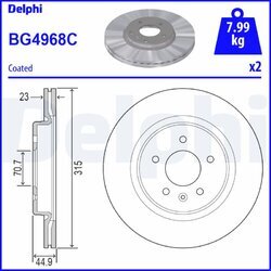 Brzdový kotúč DELPHI BG4968C