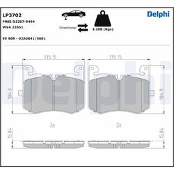 Sada brzdových platničiek kotúčovej brzdy DELPHI LP3702