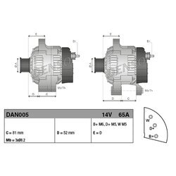 Alternátor DENSO DAN005 - obr. 3