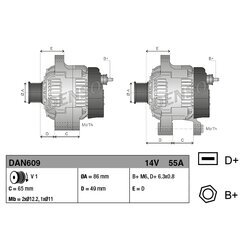 Alternátor DENSO DAN609 - obr. 3