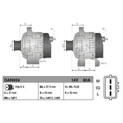 Alternátor DENSO DAN959 - obr. 3