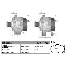 Alternátor DENSO DAN1125 - obr. 3