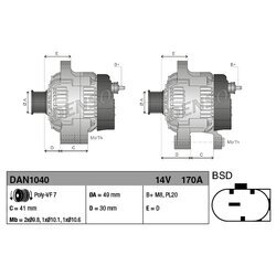 Alternátor DENSO DAN1040 - obr. 3