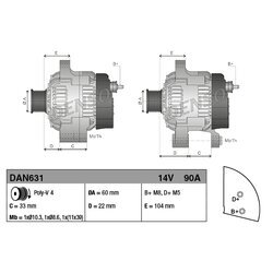 Alternátor DENSO DAN631 - obr. 3