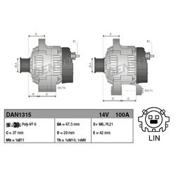 Alternátor DENSO DAN1315 - obr. 3