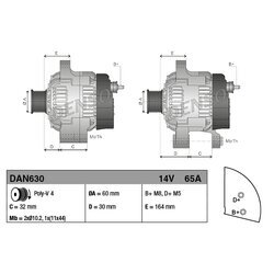 Alternátor DENSO DAN630 - obr. 3