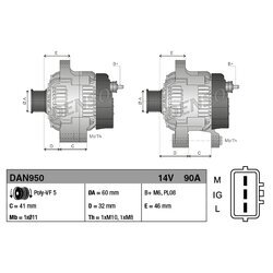 Alternátor DENSO DAN950 - obr. 3