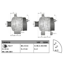 Alternátor DENSO DAN016