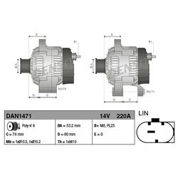 Alternátor DENSO DAN1471 - obr. 3