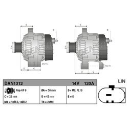 Alternátor DENSO DAN1312 - obr. 3