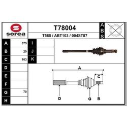 Hnací hriadeľ EAI T78004