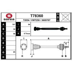 Hnací hriadeľ EAI T78360