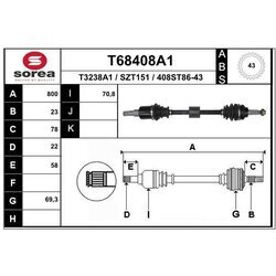 Hnací hriadeľ EAI T68408A1