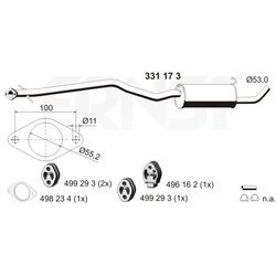 Stredný tlmič výfuku ERNST 331173