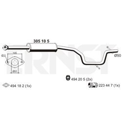 Stredný tlmič výfuku ERNST 305105