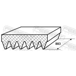 Ozubený klinový remeň FEBEST 88128-6L883 - obr. 1