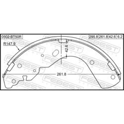 Brzdové čeľuste FEBEST 0502-BT50R - obr. 1