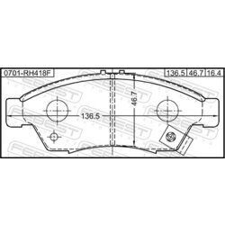 Sada brzdových platničiek kotúčovej brzdy FEBEST 0701-RH418F - obr. 1