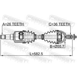 Hnací hriadeľ FEBEST 2114-CB4LH - obr. 1