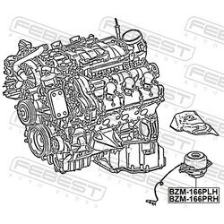 Uloženie motora FEBEST BZM-166PRH - obr. 1