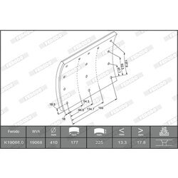 Sada brzd. oblož., Bubn. brzda FERODO K19068.1-F3526