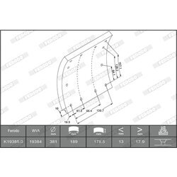 Sada brzd. oblož., Bubn. brzda FERODO K19385.1-F3658 - obr. 1