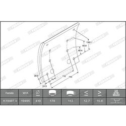 Sada brzd. oblož., Bubn. brzda FERODO K19487.1-F3658