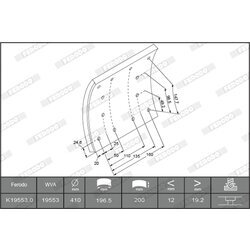 Sada brzd. oblož., Bubn. brzda FERODO K19553.2-F3656 - obr. 1