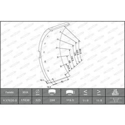 Sada brzd. oblož., Bubn. brzda FERODO K17635.0-F3653