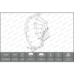 Sada brzd. oblož., Bubn. brzda FERODO K17096.0-F3653 - obr. 1