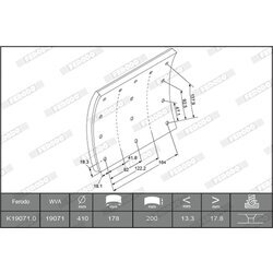 Sada brzd. oblož., Bubn. brzda FERODO K19071.1-F3660