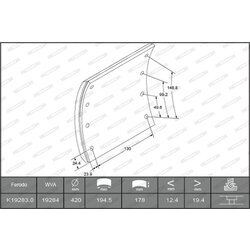 Sada brzd. oblož., Bubn. brzda FERODO K19283.0-F3504 - obr. 1