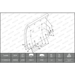 Sada brzd. oblož., Bubn. brzda FERODO K19553.0-F3656