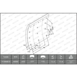 Sada brzd. oblož., Bubn. brzda FERODO K19090.0-F3526