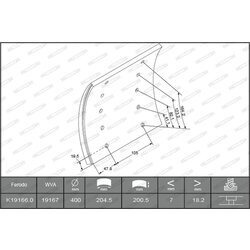 Sada brzd. oblož., Bubn. brzda FERODO K19166.0-F3670