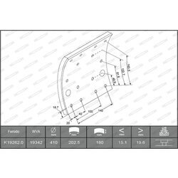 Sada brzd. oblož., Bubn. brzda FERODO K19262.0-F3656
