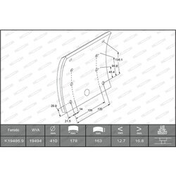 Sada brzd. oblož., Bubn. brzda FERODO K19486.0-F3672