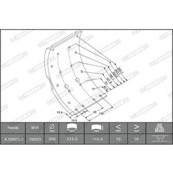 Sada brzd. oblož., Bubn. brzda FERODO K19503.2-F3653 - obr. 2